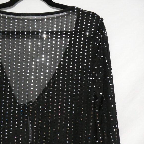 SHEIN - Curve | 2XL | Sheer Sparkling Black Sequin Cardigan | Lace Up Front - Picture 11 of 14